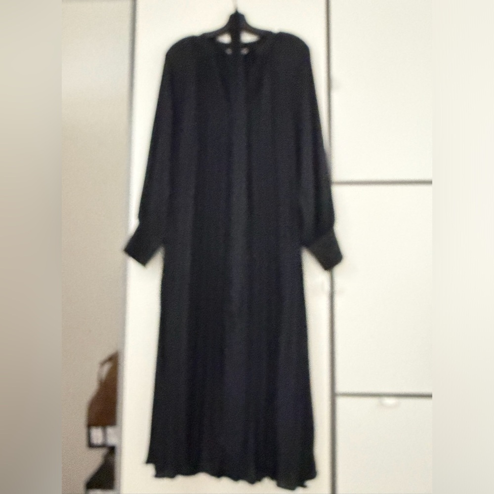 H&M Black Long-Sleeve Maxi Dress with Button Neck